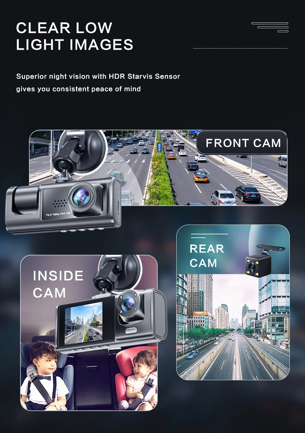Mini 3 Dash Cam – Full HD 1080P Car Camera with Night Vision + 32GB Memory